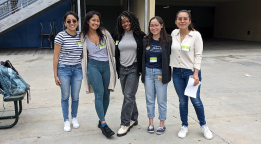 five medical students posing in front of the camera